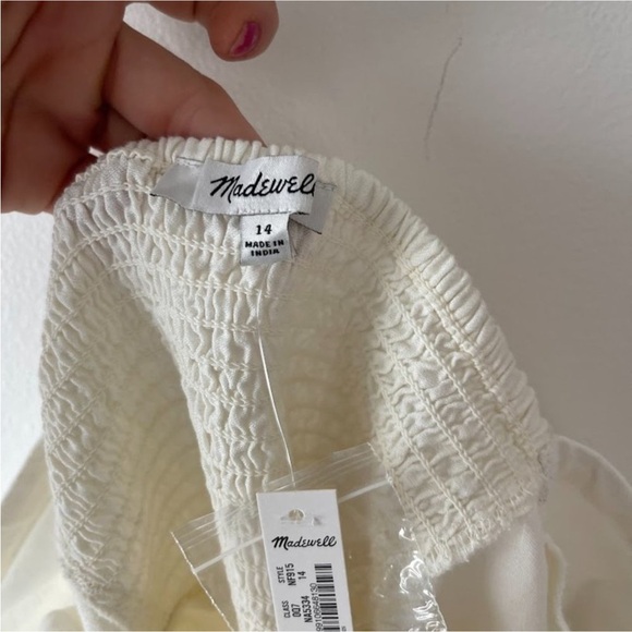 NWT Madewell Linen Blend White Puff Sleeve Mini Dress Size 14 - Picture 9 of 13